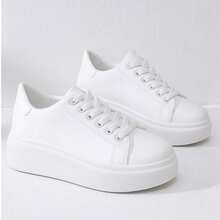 Tenis Feminino Plataforma Sola Alta Estilo Chunky Bufalo Todo Branco Conforto e Estilo Diario - Branco - Visão 3