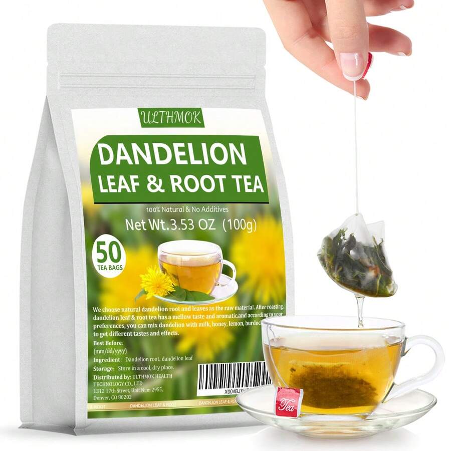 ULTHMOK Premium Dandelion Leaf And Root Tea, 3.53 Oz (2gx50 Bags), Herbal Tea, Perfect For Afternoon Tea, Caffeine-Free, Perfect For Gift Giving. - 2g X 50 Bags - View 1