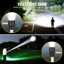 1 Stück tragbare, USB aufladbare Taschenlampe mit COB+XPE Zoom, 3 Beleuchtungsmodi, geeignet für Outdoor-Camping, Angeln, Notfälle - mehrfarbig - Übersicht 2