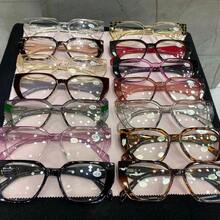 Prescription Reading Glasses, Cat-Eye Style, Rectangular Shape, Pretty, For Women (9521). - marrom degrade - 查看 2