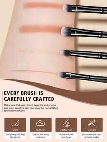 Eid Al-Fitr 50pcs/12pcs/1pc Complete Makeup Brush Set Includes 30 Soft Makeup Brushes-1 Travel Waterproof Makeup Bag, 3 Triangular Puff Sponges, 3 Liquid Beauty Eggs, 3 Heart-Shaped Finger Puff Sponges, 3 Mini Beauty Eggs, 3 Round Puff Sponges, 2 Wristbands, 1 Hairband, And 1 Brush-Cleaning Egg-Ideal For Beginners - Black - View 8