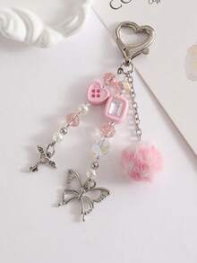 1pc Girl Beaded Heart Shaped Simple Phone Lanyard, Cute Phone Charm, Great Gift For Friends - Multicolor - View 10