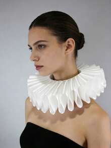 DA FEN QI MI MA 1pc White Pleated Fake Collar, Medieval Art Retro Multipurpose Fake Collar Accessory For Costumes And Stage Props - White - View 3