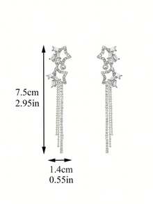 1 Pair Fashionable Delicate Luxury Star Tassel Earrings, Suitable For Teenage Girls Everyday And Holiday Wear - Star - View 6