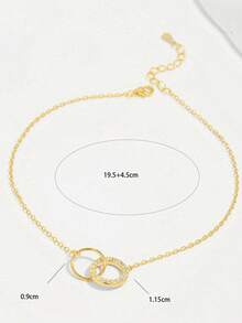 1件S925纯银极简互扣圆环链脚链，女士时尚简约圆环高端个性化脚链，精致节日礼物 - 圓形 - 查看 8