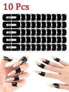 100/50/20/10pcs Anti-Allergy U-Shaped Nail Polish Spill Prevention Stickers, Tearable Nail Edge Protector Patches For Gel Nails, Dip Powder And French Manicure, DIY Nail Art Tool Set - Black - View 11
