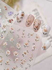 1 Sheet Luxury Retro Gilded Chinese Style Floral Butterfly Gold Foil Nail Stickers Nail Supplies - Multicolor - View 8