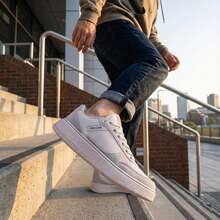 Men's Casual Street Minimalist Comfortable Basic Lightweight Urban Style Sneakers EDN2206 - 白色和灰色 - 查看 3