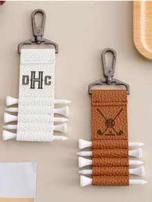 1pc Personalized Golf Ball Display Case With Customizable Engraved Label, Leather Material, Golf Ball Display Case, Golf Ball Display Label, Men's Gift, Christmas Gift - Golf Peg Keychain - View 4