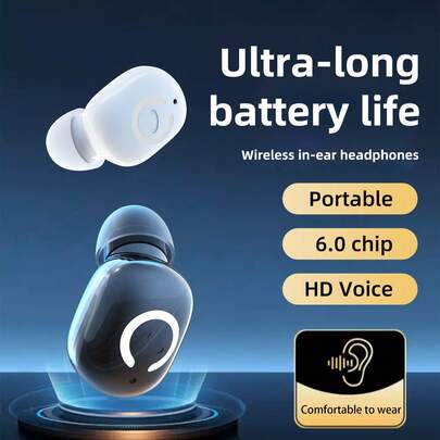 In-Ear Wireless Earbuds | Side-Sleeping Design, Invisible Earbuds, Fit, Noise Cancellation, Smart Noise Cancelling, 10-Hour Playtime, Mini Lightweight Earphones, Suitable For Napping/Sleeping/Relaxation/Workout, USB Charging, Type-C Interface