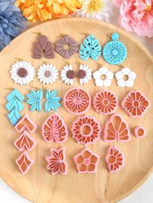 Boho Tropical Plants Polymer Clay Cutters, Plants Shape Clay Cutters For DIY Jewelry Making And Earring Making, Plastic Jewelry Design Earring Mold, No Power Supply Needed - Clay Cutters - View 1