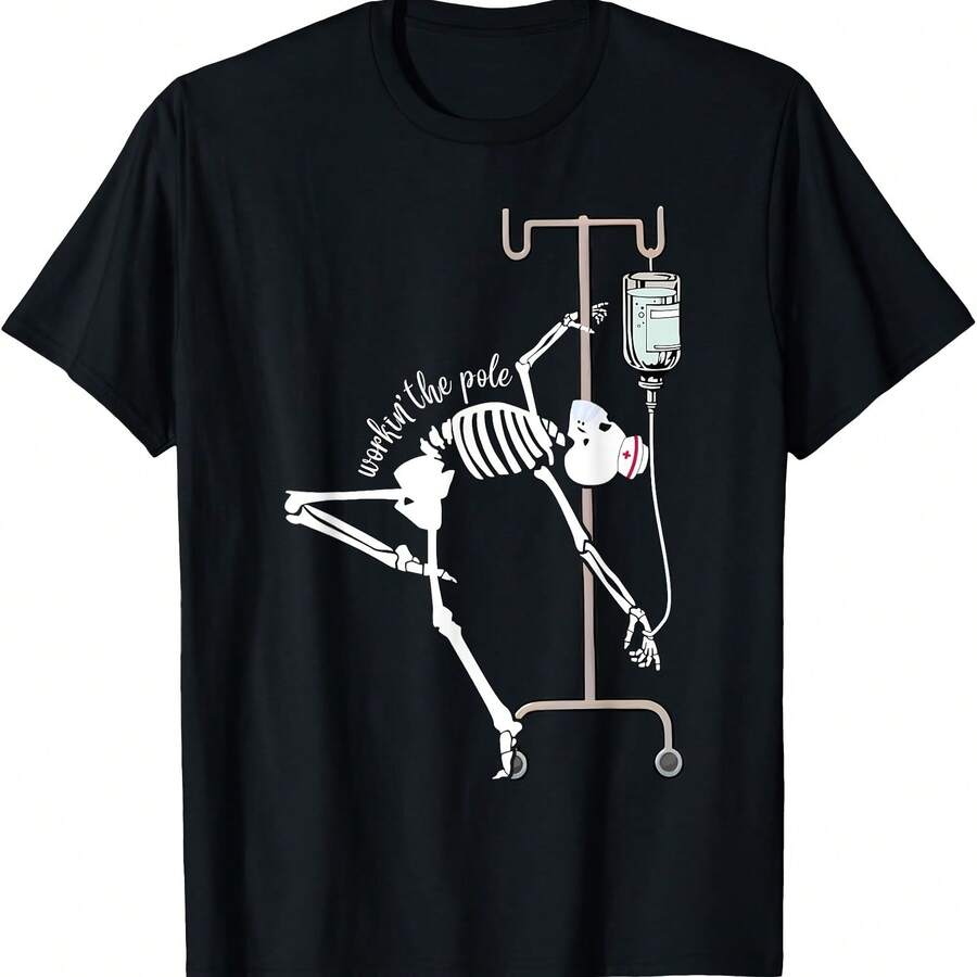 Emergency Room Nurse RN Funny ICU Skeleton Nurse T-Shirt - Black - View 1