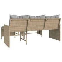 vidaXL L-Förmiges Gartensorfa Mit Tisch Und Kissen, Beige Polyratten - Beige - Visualizzare 7