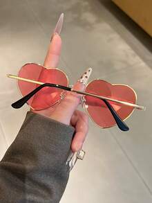 新款金属心形时尚眼镜，街头风百搭眼镜，情侣礼物，情人节必备礼物，派对配饰 - 彩色 - 查看 5