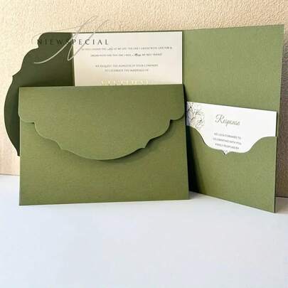 10/20 Pcs Pocket Invitation Envelopes, Tri-Fold Design For Wedding Engagement Christening, 5.12x7.09 Inch DIY Customizable Covers, Event Gift