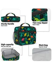 Kids Lunch Box Insulated Soft Bag Back To School Lunch Bag Lunch Boxes Reusable Insulated Portable Lunch Box Unisex Leak Proof Cooler Tote Bag - Green - View 5