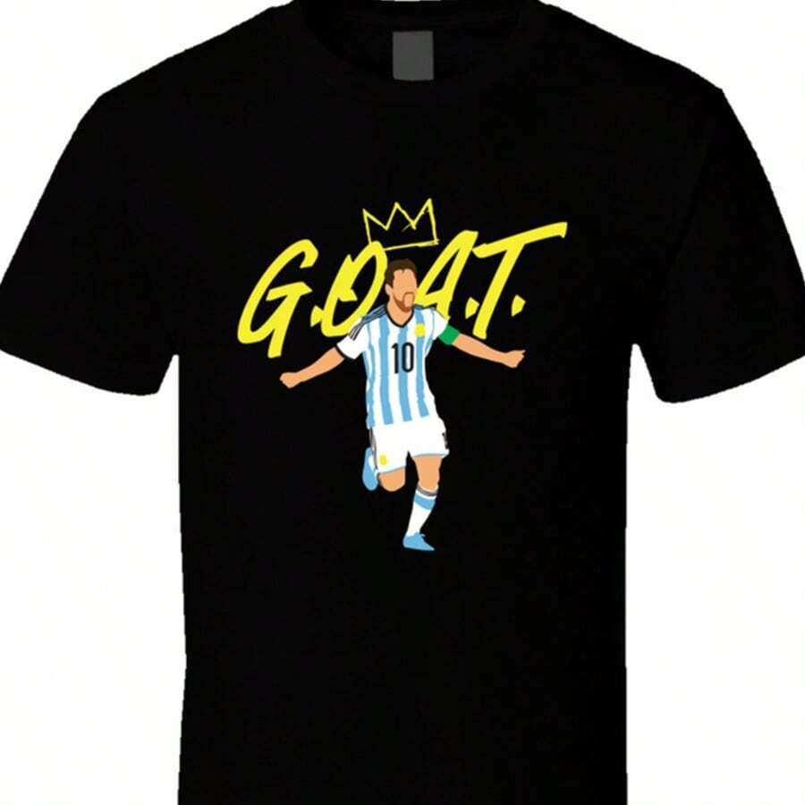 Lionels Messis Goat T Shirt - 黑色 - 查看 1