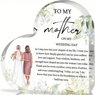 Wedding Gift, Daughter's Bride Mother Gift, Mother Of The Bride Wedding Day Gift, Mom Wedding Gift, Mother Of The Bride Gift, Wedding Heart-Shaped Acrylic Plaque Gift