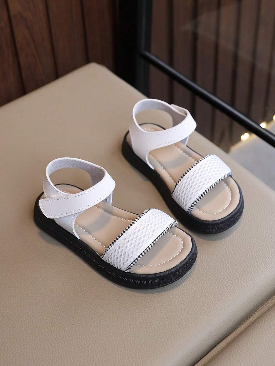 "Girls' Princess Bow Star-Print Sandals – Adjustable Ankle Strap, Soft Padded Footbed, Non-Slip Thick Sole, Cute Summer Casual Kids Footwear" - White - View 1