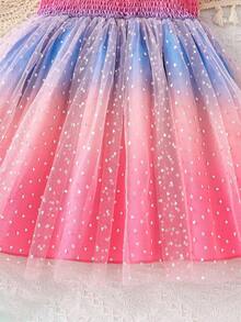 Vestido sin mangas de fantasía colorida para niñas, vestido de malla de verano ligero de tul, vestido de estilo princesa elegante de patchwork, adecuado para exteriores, vacaciones, playa, regalo - Rosa Fucsia - Ver 5