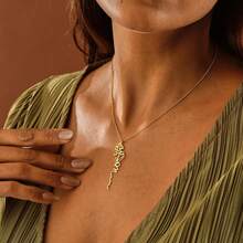 Customized Birth Month Flower Necklace, Necklace With Birth Month Flower Name, Floral Necklace, Birthday Gift, Gift For Mom, Personalized Jewelry - Multicolor 4 - View 4