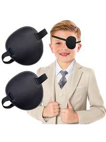 2 Pcs Single Eye Patch For Adults Kids, Adjustable Patch For Amblyopia, Light-Blocking For Lazy Eyes, Medical Pirate Costume (Black),41159921 - Multicolor - View 1