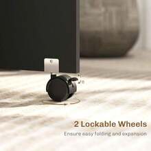 Folding Dining Table Drop Leaf Table With 2-Tier Shelves Rolling Casters For Small Spaces Kitchen Oak And Black - Oak and Black-0 - View 7