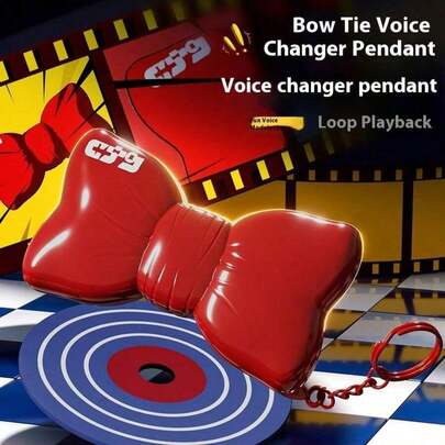 1个可爱卡通录音领结玩具，长按录音按钮即可录制和播放搞笑语音，是生日、节日、圣诞节、万圣节的理想礼物