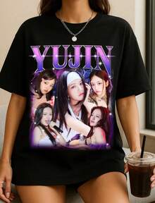 Retro Yujin =Kpop T-Shirt, =Empathy Album Shirt, = The 1st World Tour Show What I Have Shirt, Liz LeeSeo Gaeul Wonyoun Rei Yujin - 黑色 - 查看 1