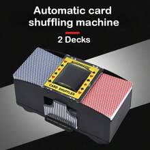 2 Decks Automatic Shuffler - Battery Powered, Easy To Use Shuffling Mechanism, Perfect For Family Game Night, Travel, Poker, Holiday Entertainment, Fast And Efficient Shuffling, Great For Home And Parties, Great Gifts For Halloween And Christmas - 黑色 - 查看 1