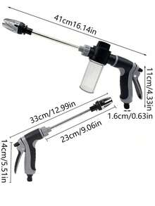 High Pressure Water Gun For Garden Cleaning, Watering Hose Nozzle, Car Washing Tool Kit - Black and Gray - View 3