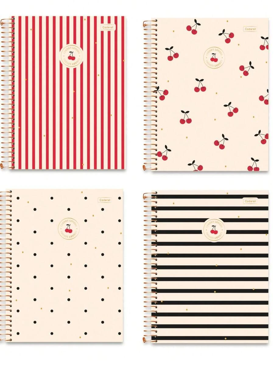 University Notebook, Hardcover, 1 Or 10 Subjects, Cherry Lovers Design. - Đường xoắn ốc Đại học - Xem 1