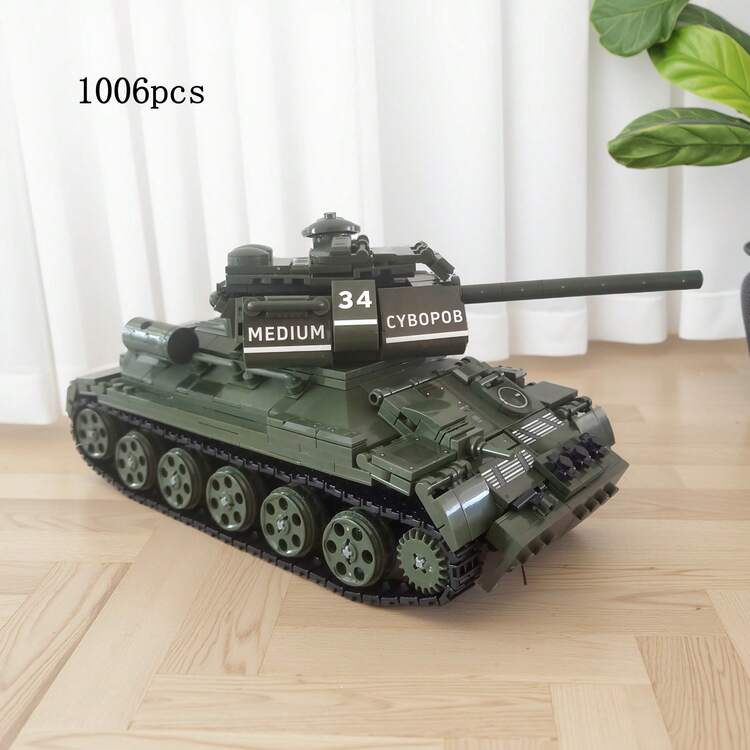 高难度历史经典坦克静态模型组装套件，书房或客厅装饰品，男士礼物，圣诞礼物 - T-34模型戰車1006PCS - 查看 6