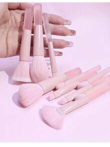 10 Stück Professionelles Make-up Pinsel Set/Tragbares Reise Make-up Pinsel Set. Gelee-farbige Pinselgriffe, inklusive Foundation Pinsel, Kontur Pinsel, Lidschatten Pinsel, Augenbrauen Pinsel und Abdeckstift Pinsel Set. Professionelle Make-up Pinsel. Essentielle Make-up Werkzeuge. Geeignet für Anfänger und Make-up Enthusiasten. Praktisch für die Reise. Valentinstag und Muttertags Geschenk. Make-up Pinsel Set. - Pink - Übersicht 7