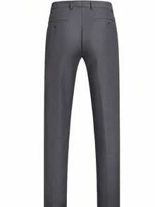 SuitGent 3 Pieces Men's High-Quality Business Suit, Solid Color Groom Wedding Attire, Slim Fit Casual Suit Jacket And Trousers Set, Spring - Dark Grey - View 6