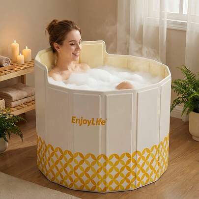 27.5-Inch Circular Backrest Bathtub, 4 Styles And Multiple Colors To Choose From, Foldable Independent Bathtub Tub, Convenient To Carry Without Taking Up Space, PVC Material Bathtub Tub, Can Be Used For Cold And Warm Water Bathing, Can Be Used As A Birthday, Christmas, New Year, Valentine's Day Gift