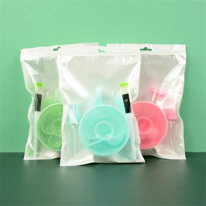 9pcs DIY Face Mask Bowl & Brush Set, Including Mixing Bowl, Brush, Compressed Mask Paper, Measuring Spoon, With Silicone Brush