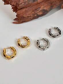 1 Pair Of Niche Fashionable, Cool, Minimalist, Personalized, Textured Ear Buckle, Elegant, High-Quality Earrings Jewelry For Women - Multicolor - View 7