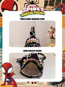 Marvel 1个漫威官方授权蜘蛛侠图案单肩包，男童休闲斜挎包，轻便可调节肩带胸包，卡通零钱包，适合男孩、年轻粉丝、学生，完美适用于日常上学、户外玩耍、主题公园游玩、假期旅行，方便携带零食。 - 黑色 - 查看 12