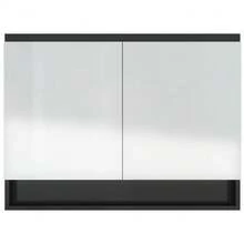 vidaXL Spiegelschrank Für Das Bad 80x15x60 Cm Glänzend Schwarz - Black - View 5