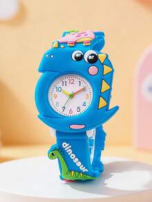 Relógio de pulso infantil com estampa de dinossauro 3D, ideal para uso diário ou como presente para crianças. - Multicolorido - Ver 4