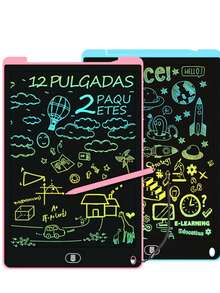 12 Pulgadas Pizarrón Mágico,  Tablero Electrónico de Dibujo a Color para Niños , Función de Bloqueo y Borrado, juguete educativo portátil para niños y niñas a partir de 3 años para educación en el hogar - Rectángulo - Ver 2