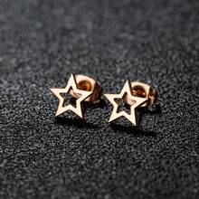 1 Pair Fashionable Stainless Steel Ladies' Earrings, Hollow Star-Shaped Earrings, Suitable For Engagement Parties And Daily Wear - GED008 - View 4