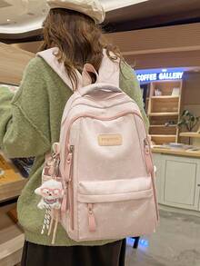 可爱自然星形图案背包，轻便大容量，适合初中女生 - A - 查看 2