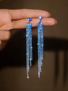 1 par de pendientes de cristal con borlas largas y elegantes, adecuados para el Día de San Valentín, el Día de la Madre, regalos para la novia, accesorios de pareja - 1142 - Ver 7