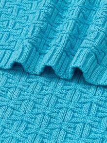 1pc Baby Knitted Blanket, Christmas Season Cross Pattern, Soft & Fashionable Throw Blanket For Daily Use - Mint Blue - View 4