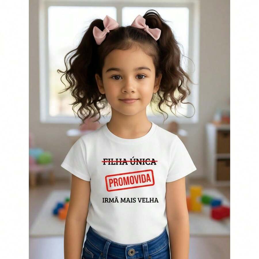 T-Shirt "Only Daughter - Promoted To Big Sister" - Children's - White - View 1