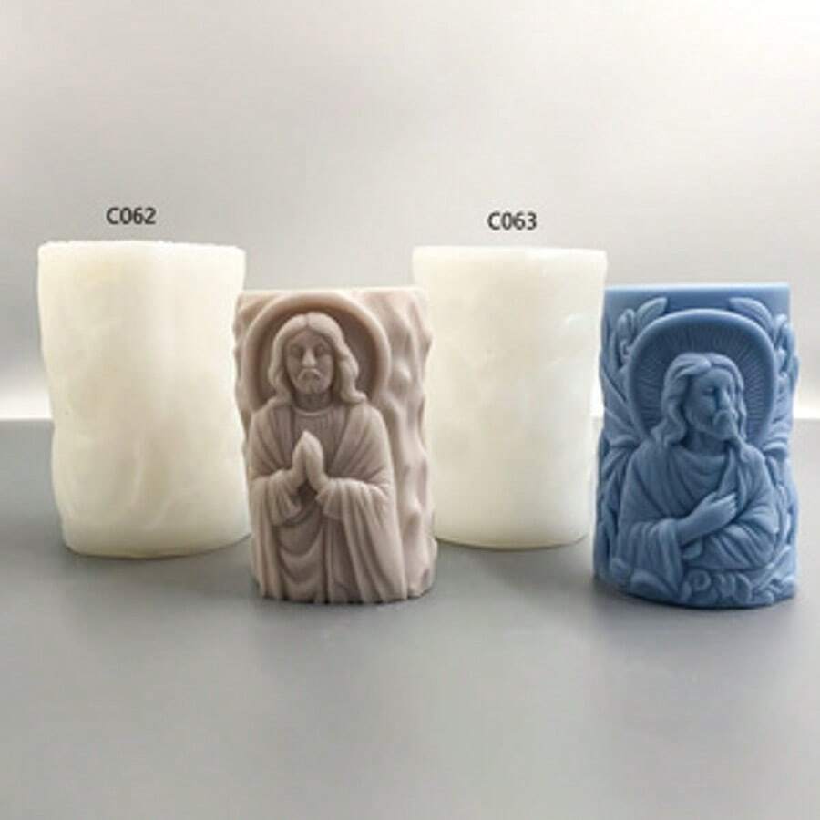 Jesus Shaped Cylinder DIY Handmade Fragrance Plaster Multifunctional Silicone Mold - White - View 1