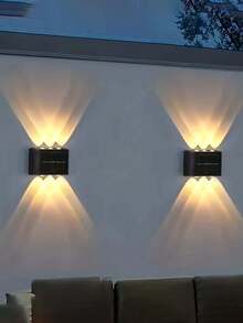 1/2个暖白光太阳能路径灯，6颗LED双排射灯，零功耗太阳能板充电，内置可充电镍氢电池，便携式太阳能花园灯，户外露营装备可拆卸太阳能应急露营灯，适用于庭院、走道、露营、家庭花园、露台入口、车库门、花园围栏景观装饰LED灯，情人节、节日、母亲节、返校季、圣诞节、万圣节等节日礼物 - 6LED - 查看 10