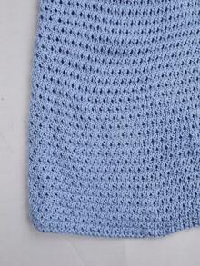 Đầm Yuwenier thanh lịch, xuyên thấu, chất liệu móc len, thêu thủ công hình sao biển, dây mảnh, hở lưng, thích hợp cho kỳ nghỉ hè ở bãi biển, dành cho nữ mùa xuân. - Màu xanh lam - Xem 11